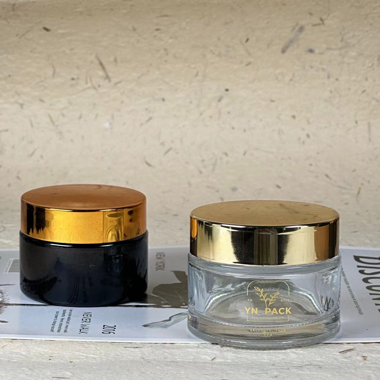 つや消しガラスコスメティックジャー,ゴールドキャップ,コスメ - Luxury Gold Skincare のレビューと価格