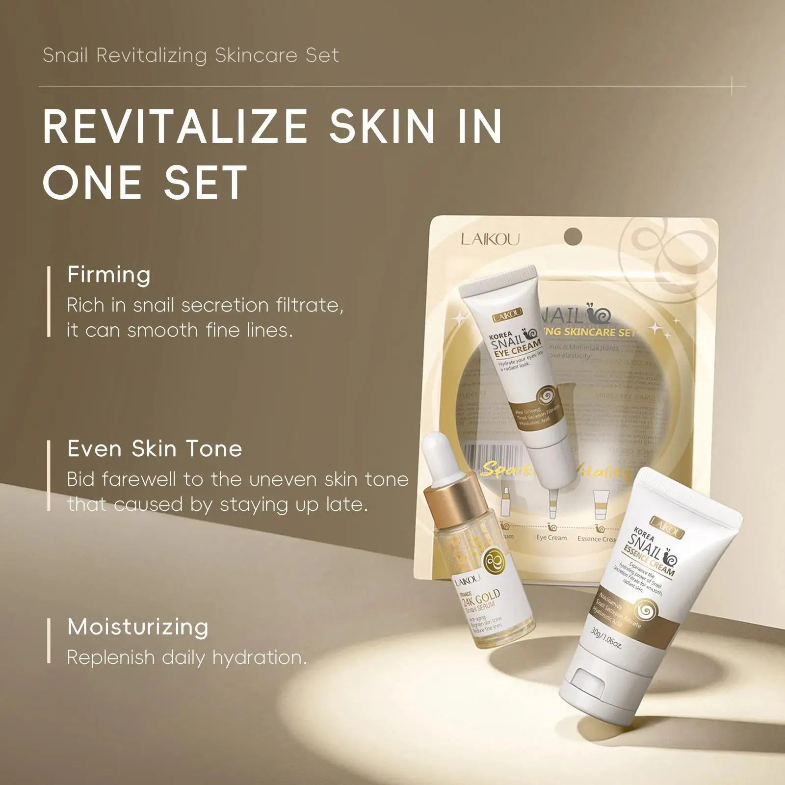 24Kゴールドスネイルリペアセラムアイクリームエッセンスセッ - Luxury Gold Skincare のレビューと価格