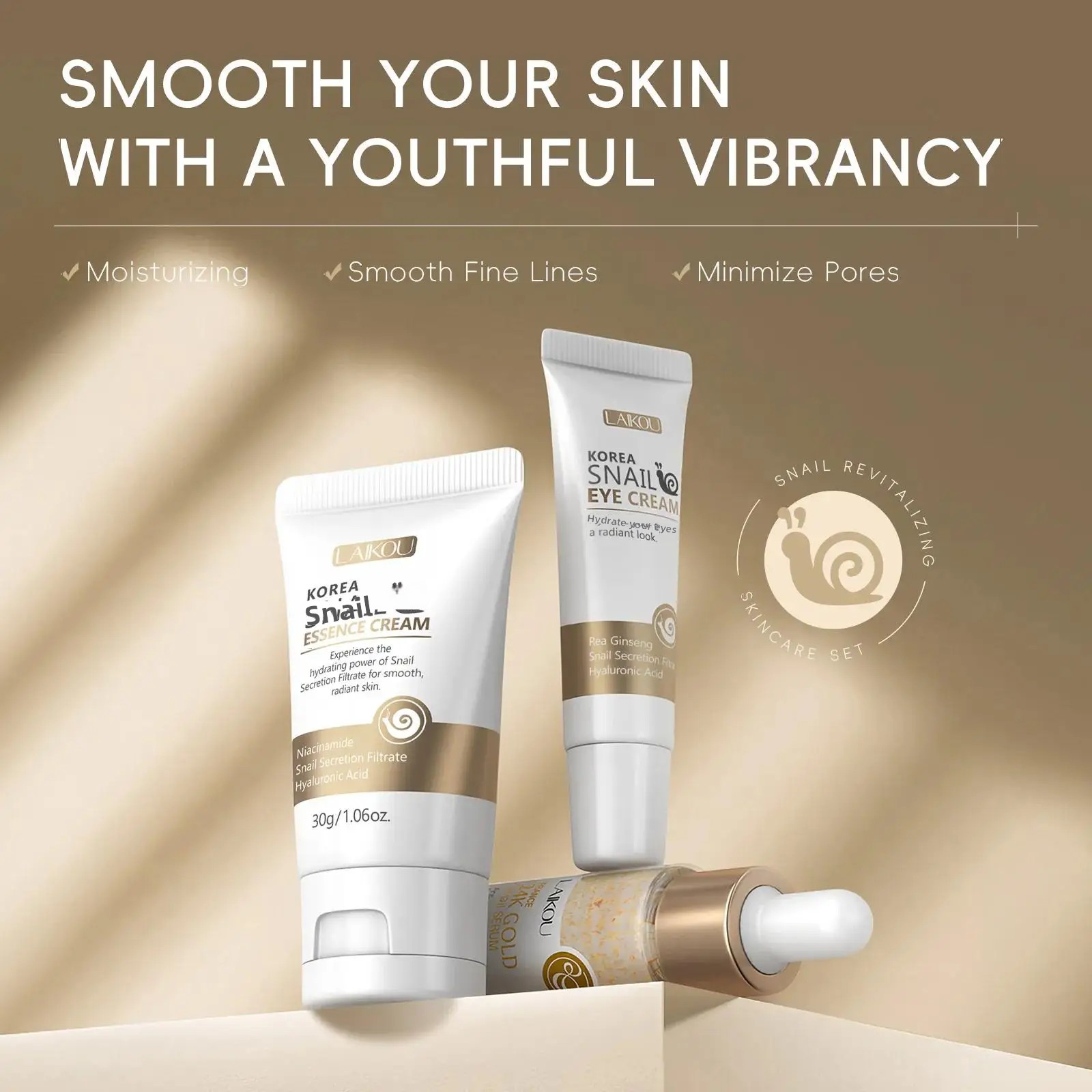 24Kゴールドスネイルリペアセラムアイクリームエッセンスセッ - Luxury Gold Skincare のレビューと価格