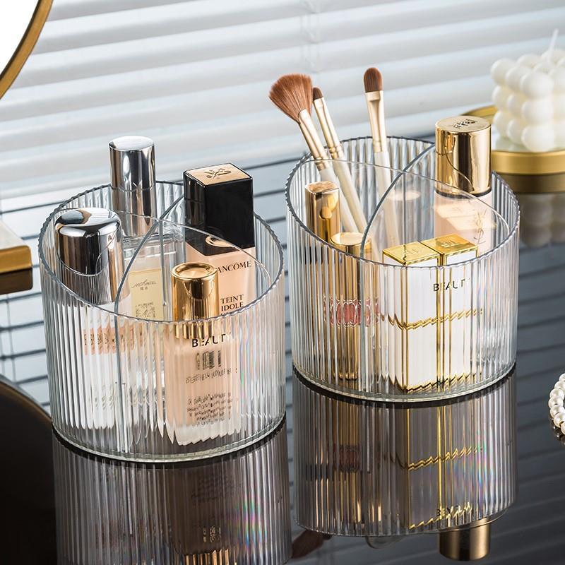 デスクトップ用高級透明収納ボックス、前面が低い背面が高い仕切 - Luxury Skincare Store のレビューと価格